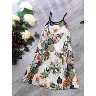 Đầm bầu lanh 2 dây chân cá
