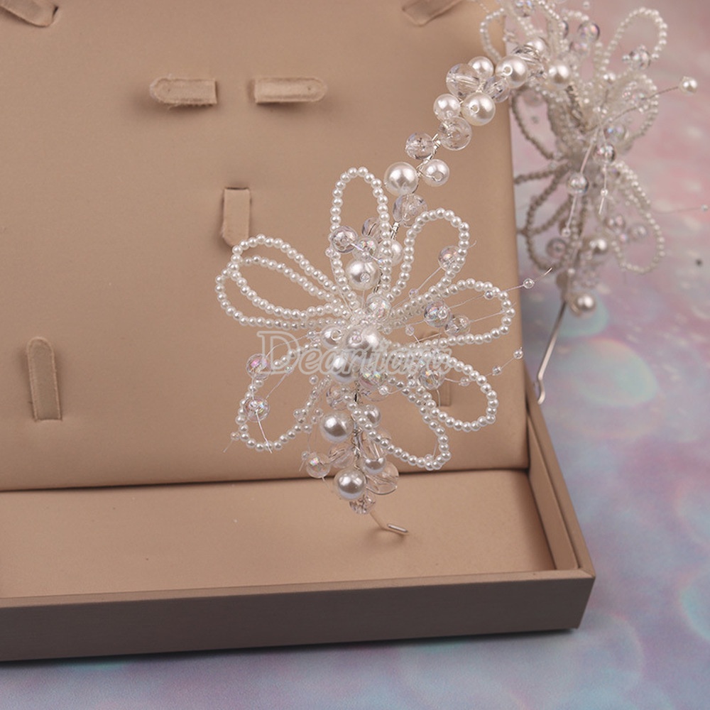 Bộ Vòng Hoa + Bông Tai Đính Hạt Thời Trang Cho Cô Dâu