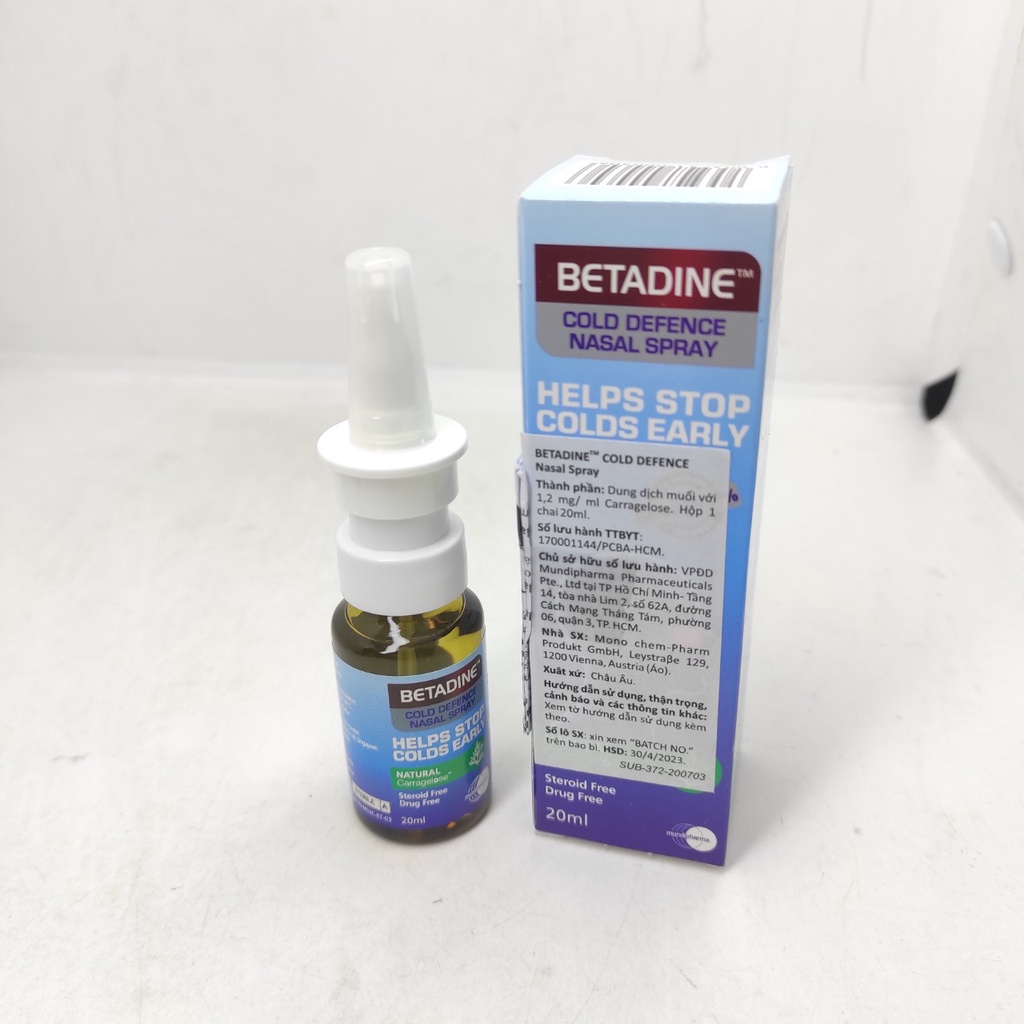BETADINE Cold Defence Nasal Spray 20ml - Dung dịch xịt mũi ngừa cảm cúm