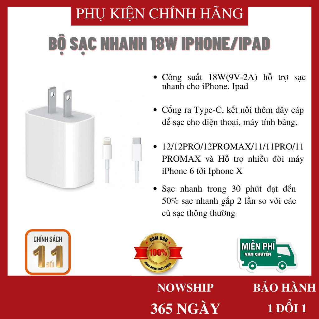 HCM Bộ sạc nhanh 18W dùng cho Pro Max, iPhone 11, iPhone XS Max, iPhone XS, iPhone X, iPhone 8 Plus, iPhone 8 1 ĐỔI 1 | WebRaoVat - webraovat.net.vn