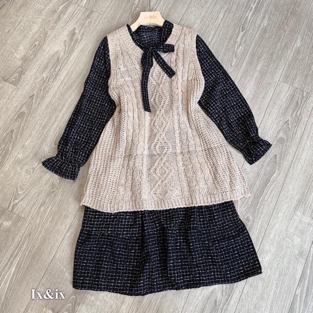 BÁN SỈ SÉT VÁY KÈM ÁO LEN 2 MÀU CHO NỮ | BigBuy360 - bigbuy360.vn