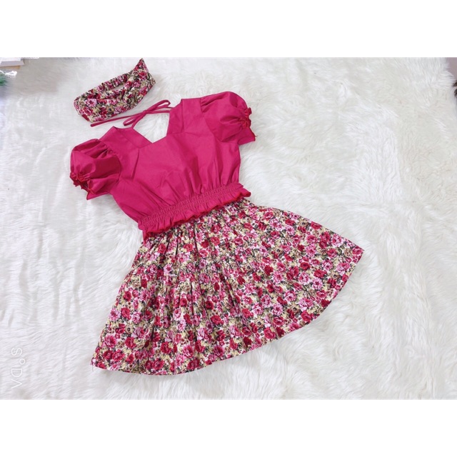 Bán sỉ váy cho bé sét Hồng sen tiểu thư⚡️💕FREE SHIP+tặng kèm tuban⚡️💕 size đại từ 8-31kg