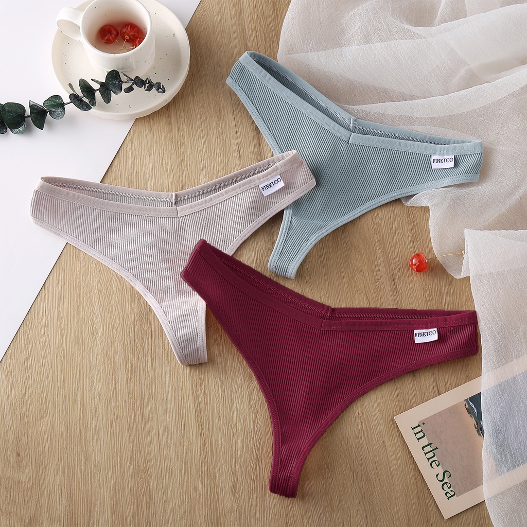 Cute Byte Quần Lót Lọt Khe Vải Cotton Màu Trơn Dễ Thương Size M-XL