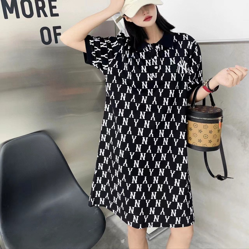 Áo Thun POLO Tay Ngắn In Chữ MLB Presbyopic Phong Cách Retro Thời Trang Mùa Hè 22 Dành Cho Nữ