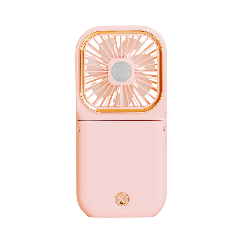 Outdoor Foldable Fan 3-speed Usb Rechargeable Hanging Neck Handheld Cooling Fan with Power Bank Phone Holder Mini Desktop Fan