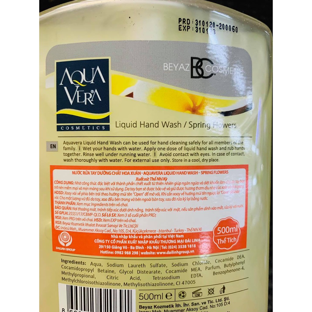 Nước Rửa Tay Diệt Khuẩn Siêu Sạch Aqua Vera 500ml | BigBuy360 - bigbuy360.vn