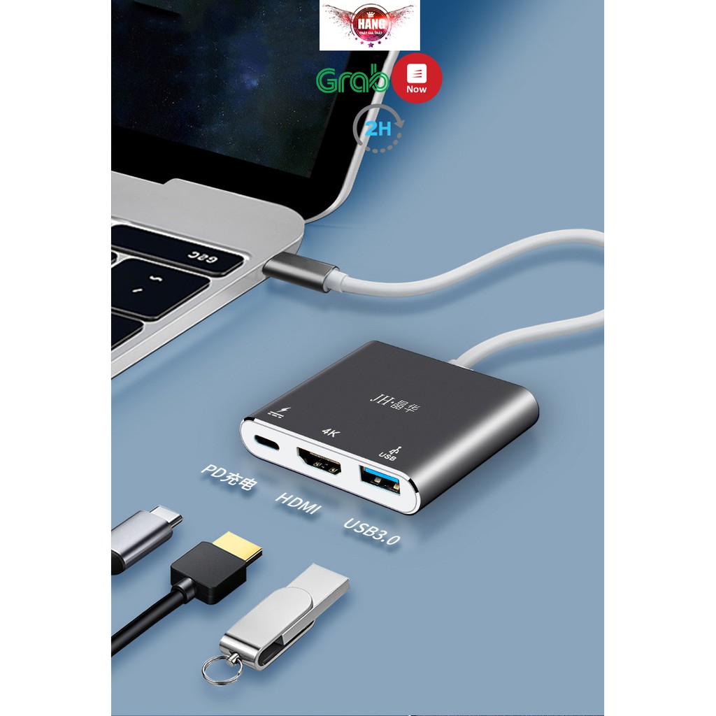 Usb Type-C To USB-C 4K HDMI USB 3.0, 3 trong 1, sạc cho laptop, macbook - Jinghua Z330