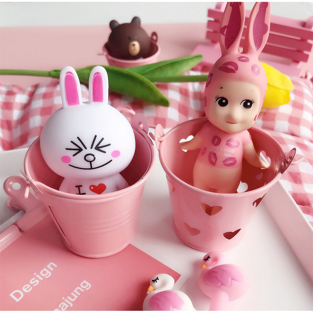 Xô sắt mini hồng tim đựng đồ đa năng,❤️FREESHIP ❤️ trang trí phòng, bàn học dễ thương (tim size nhỏ) - PEACE INS