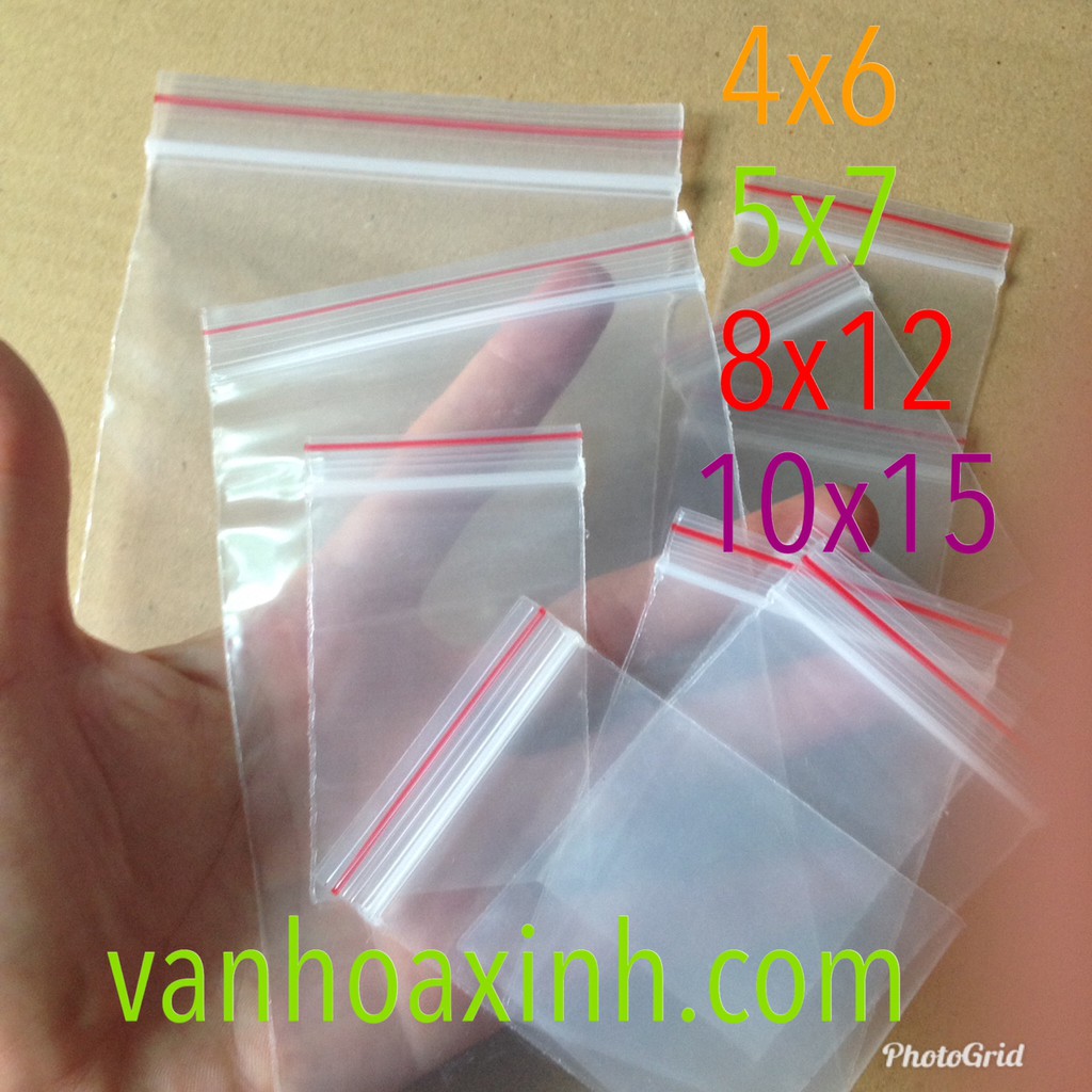 Túi zipper miết đầu mép zip lock (bán 20-50 cái theo size)