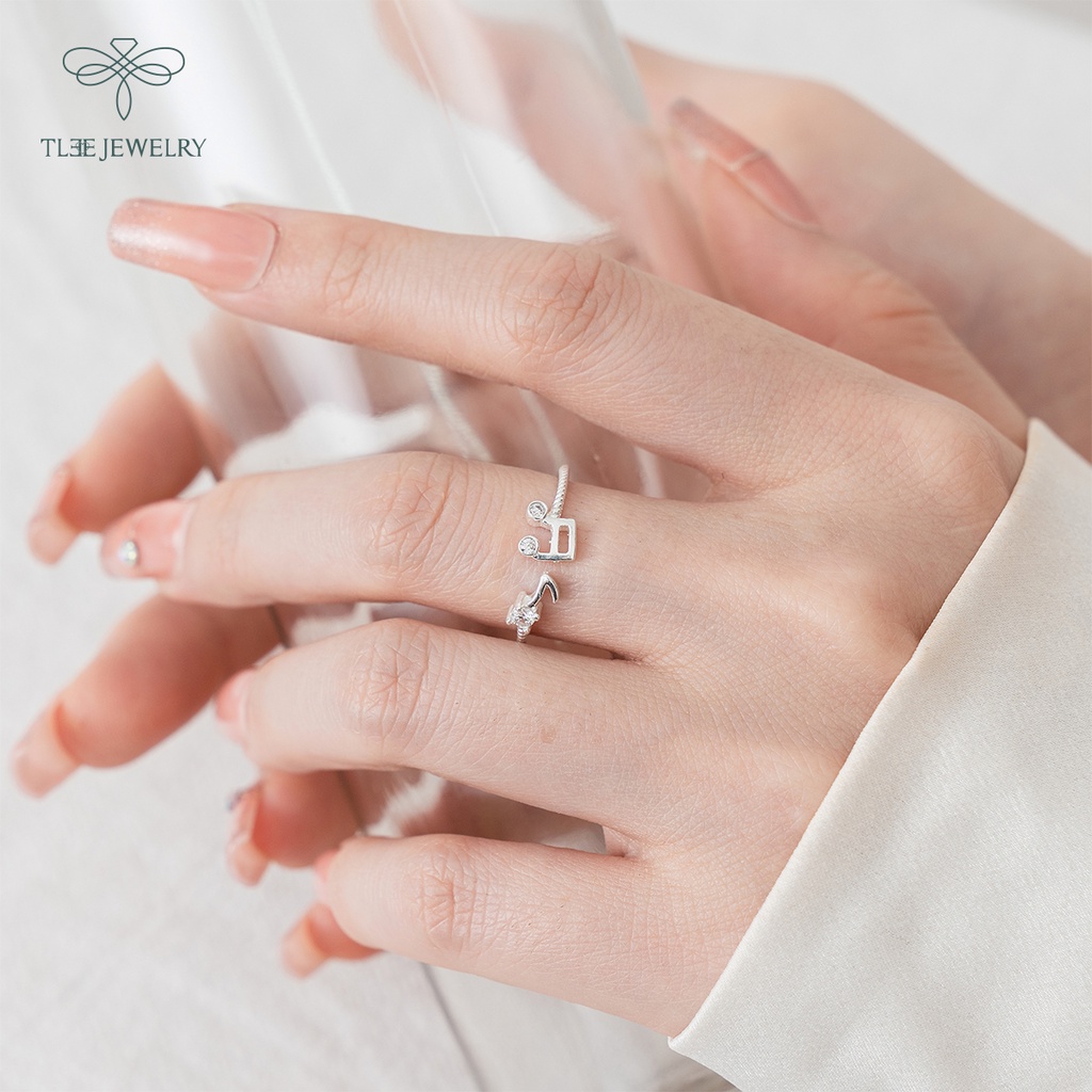 Nhẫn bạc nữ TLEE nốt nhạc vui vẻ đính đá dáng hở trẻ trung NCJ A0199