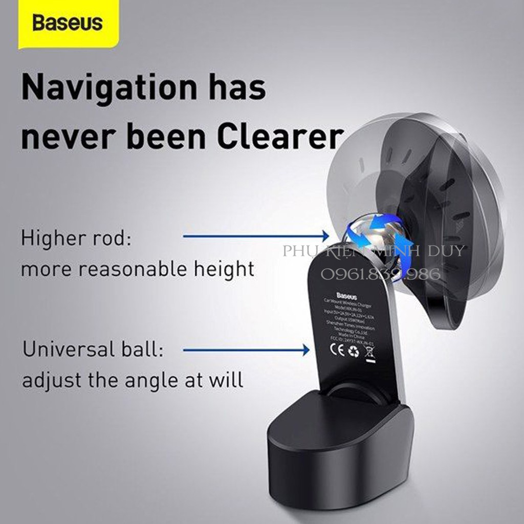 Đế giữ điện thoại tích hợp nam châm và sạc không dây 15W Baseus Big Energy Car Mount Wireless Charger trên oto