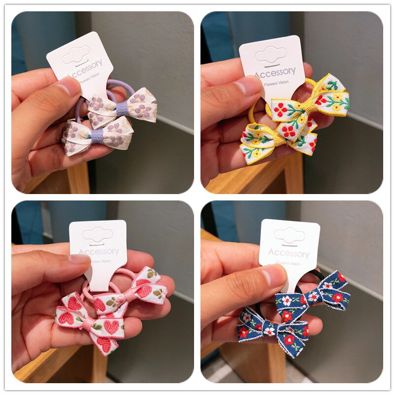 Set 2 dây cột tóc họa tiết hoạt hình xinh xắn cho bé gái