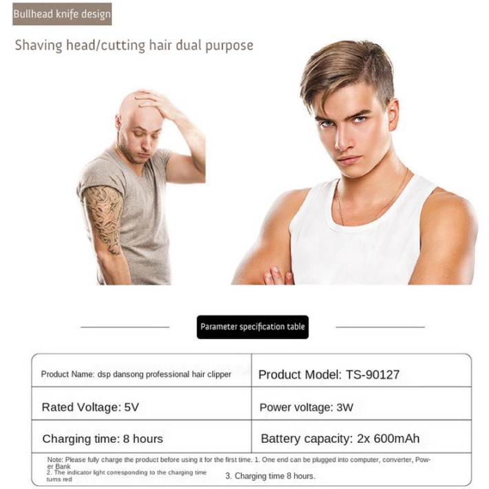Tông đơ cắt tóc DSP TS-90127,nhỏ gọn, chuyên nghiệp, 3W, Lithium-ion, Beard Trimmer for Men Hair Trimmer Electric Shaver