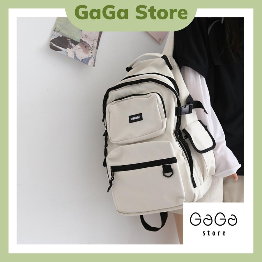 Balo nữ đi học ulzzang hàn quốc giá rẻ, Cặp sách unisex nam nữ viền đen tem difabag B229