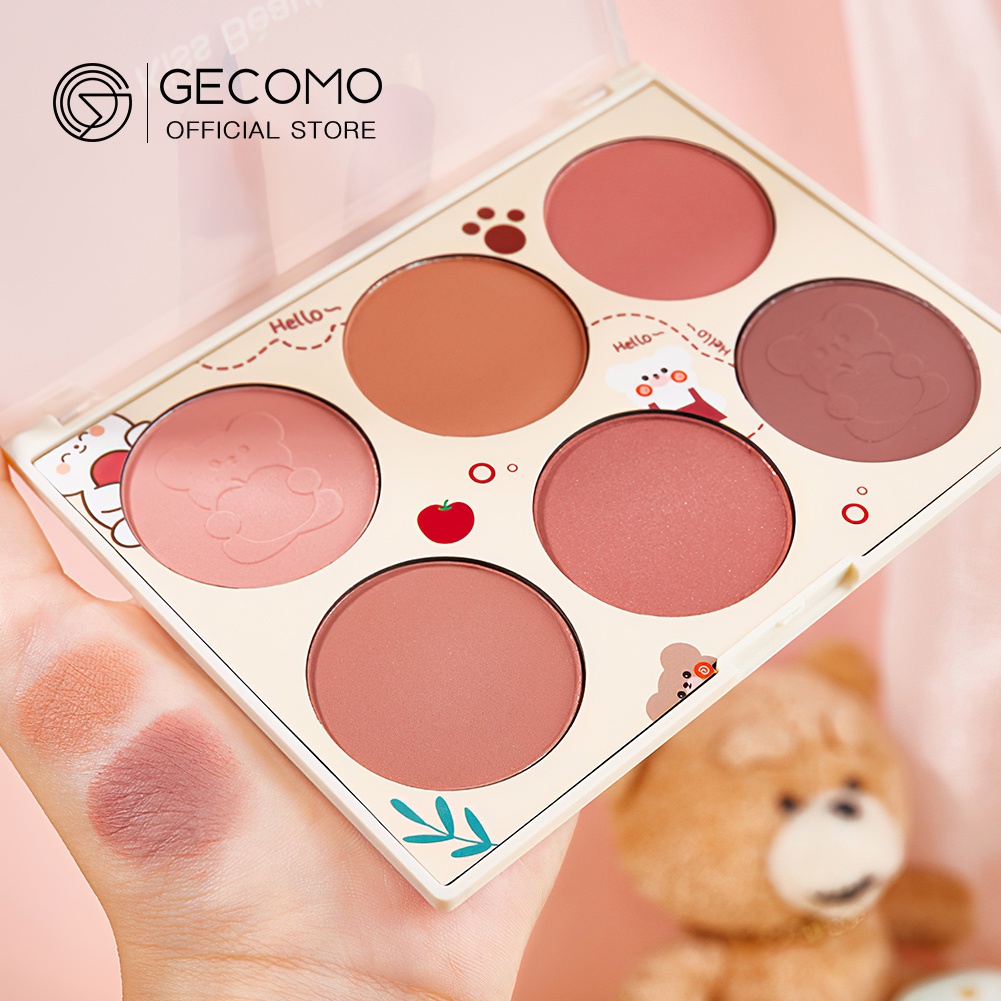 KISS BEAUTY Bảng phấn má hồng GECOMO 6 màu sắc tự nhiên chống thấm nước dễ tẩy trang | BigBuy360 - bigbuy360.vn