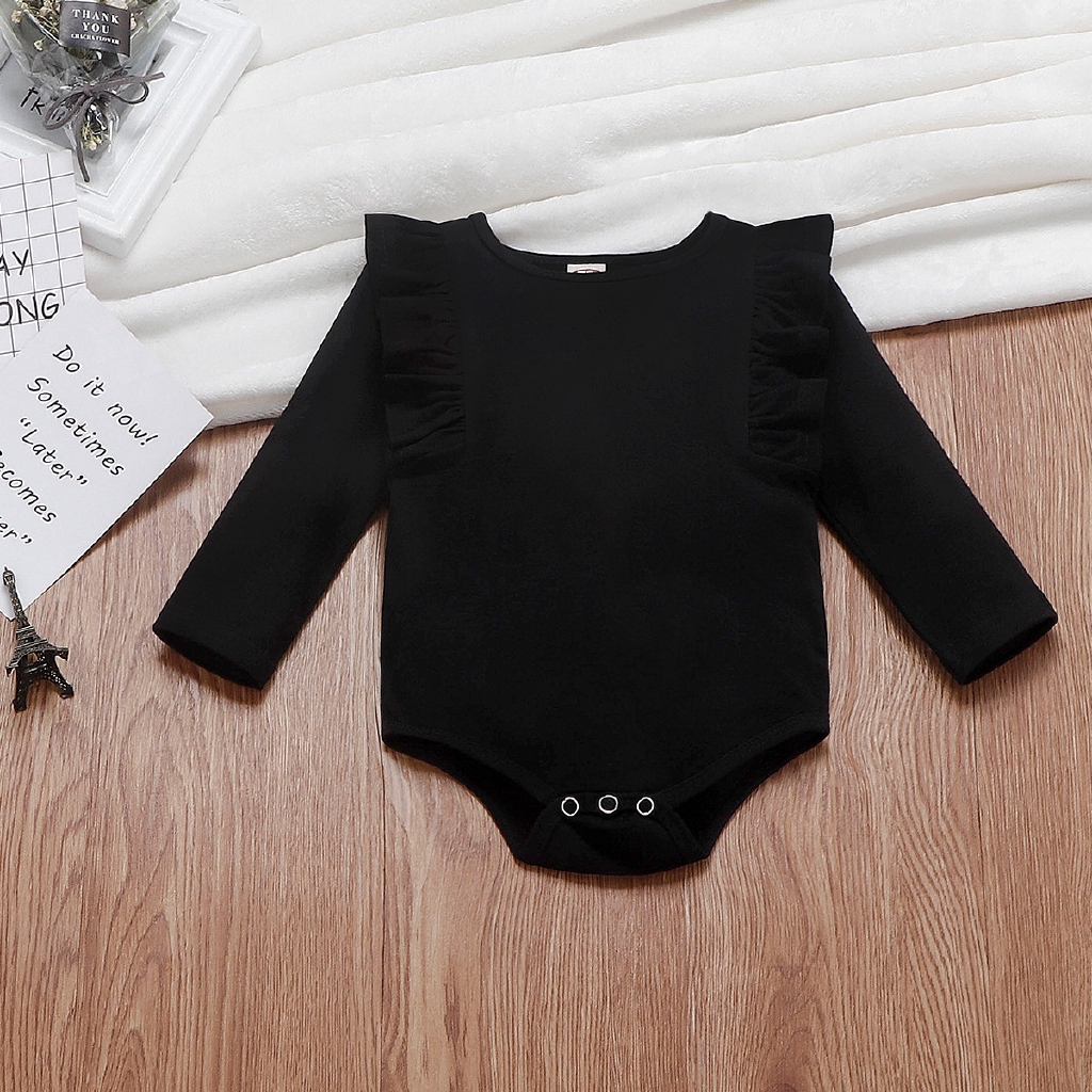 Áo liền quần dài tay phối bèo dễ thương cho bé gái