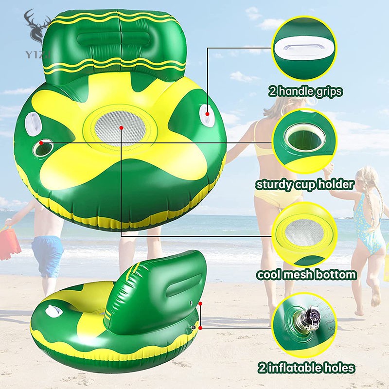 COD&amp; Inflatable Pool Float Raft with Cup Holder and Handles Multi-Purpose Portable Long Lasting Convenient for Adults Kids