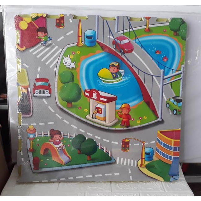 [Shopee giá rẻ] Thảm xốp ghép tranh giao thông đường phố (bộ 4 miếng 60x60cm)