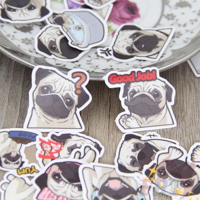 ❀ Pug Diary Giấy và decal dán tường ❀ 40Pcs/set Kawaii Dogs Album Scrapbooks Mixed DIY Decor Stickers GZ06740