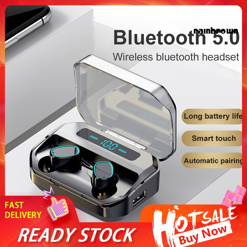 Tai Nghe Bluetooth Không Dây 5.0 Hiển Thị Kỹ Thuật Số / Rej / M8