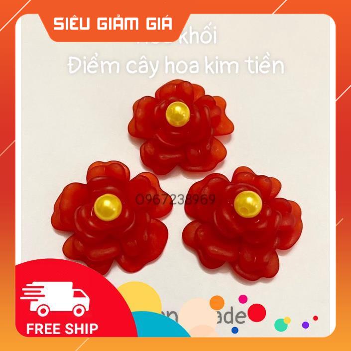 Set 1 bông hoa khối 4 lớp,điểm cây kim tiềncây tài lộc phong thủy,hoa Handmade trang trí nhà cửa