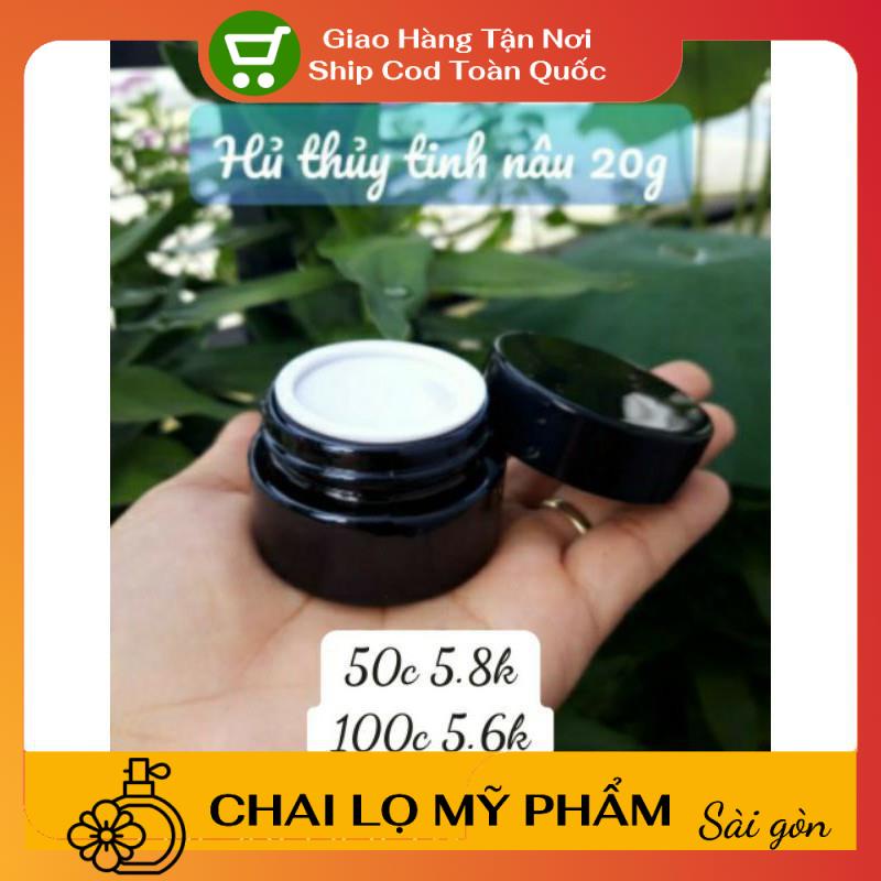 Hủ Đựng Kem ❤ SIÊU RẺ ❤ [Sỉ 5.6k] Hũ kem thủy tinh nâu 15g,20g , Hũ đựng mỹ phẩm , phụ kiện du lịch