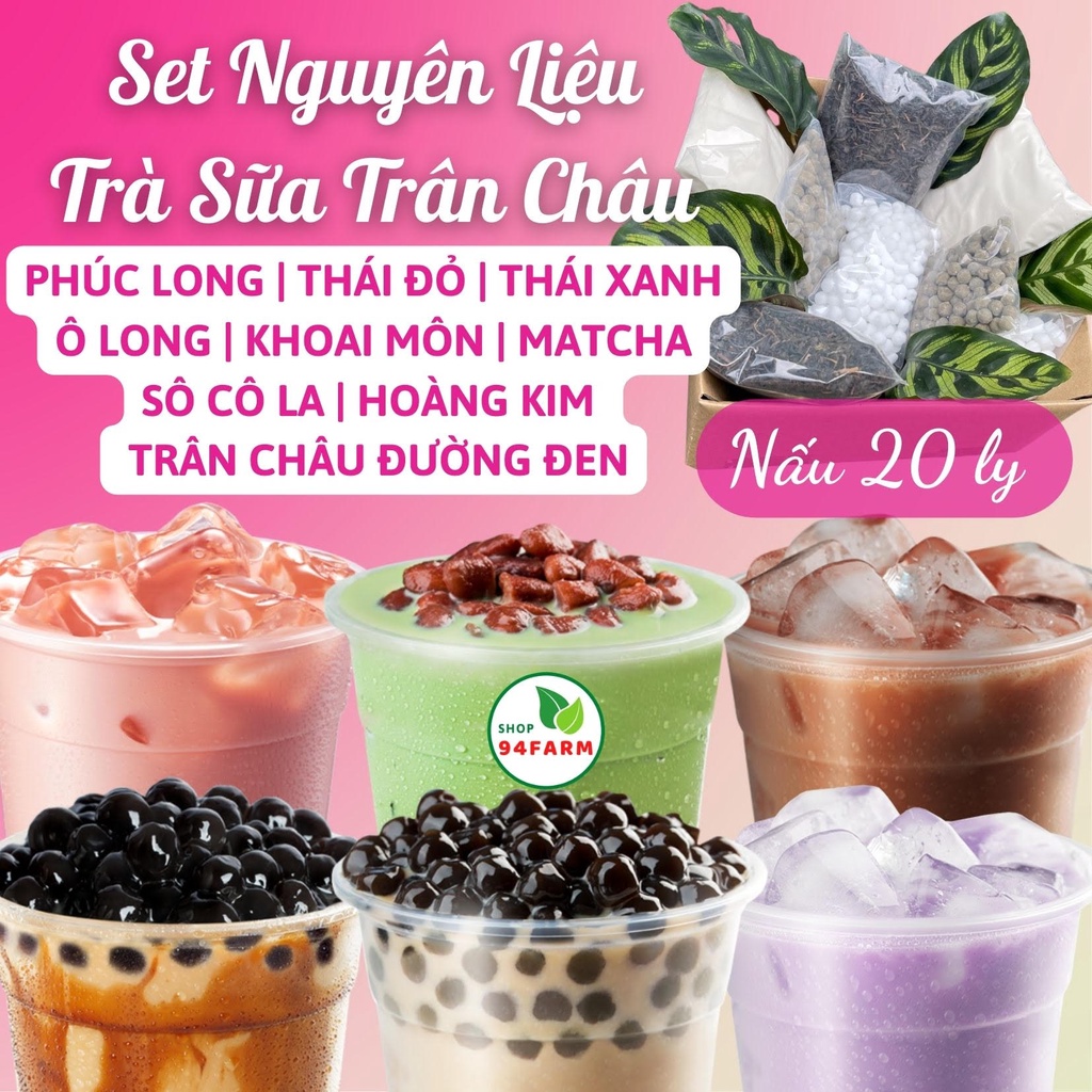 Set trà sữa Phúc Long, nguyên liệu làm trà sữa (nấu 15 ly)