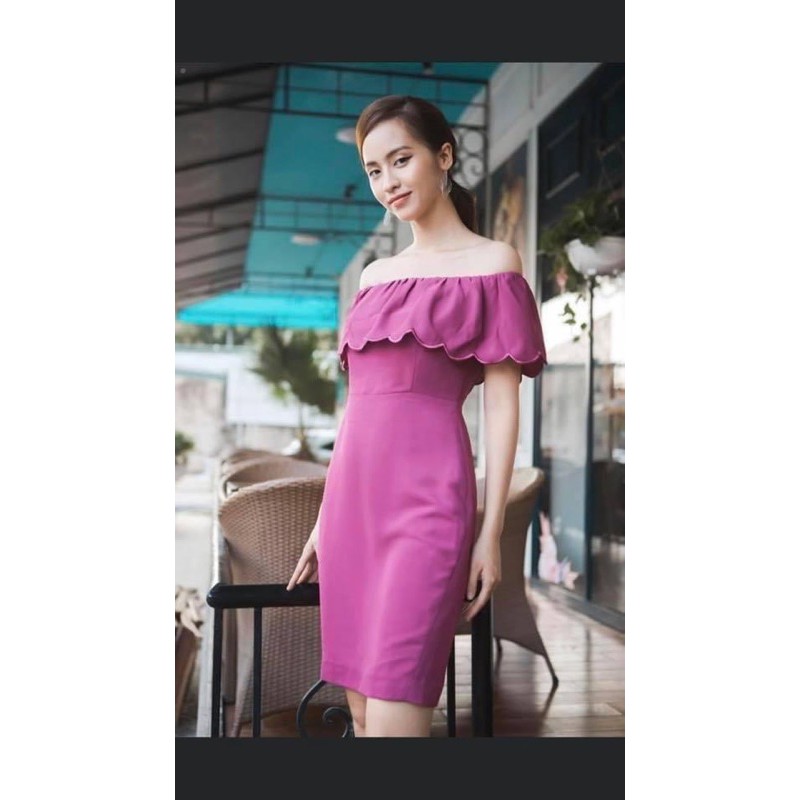 Đầm tím trễ vai quyến rũ Elise sz XL