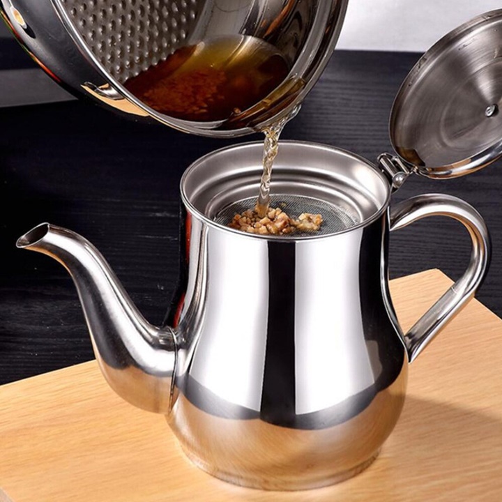 Bình Đựng Dầu Ăn Bằng Thép Có Vách Ngăn