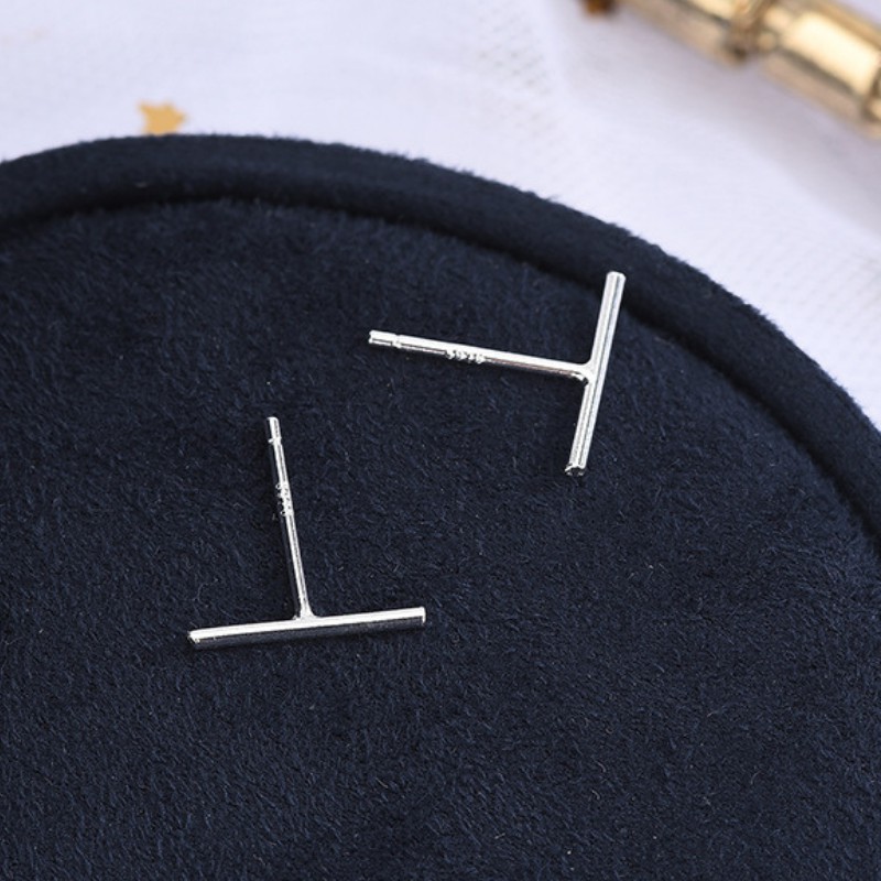 Bông Tai Bạc S925 Chữ T Trẻ Trung Cá Tính | Khuyên Tai Nữ Trang Sức Bạc Thời Trang