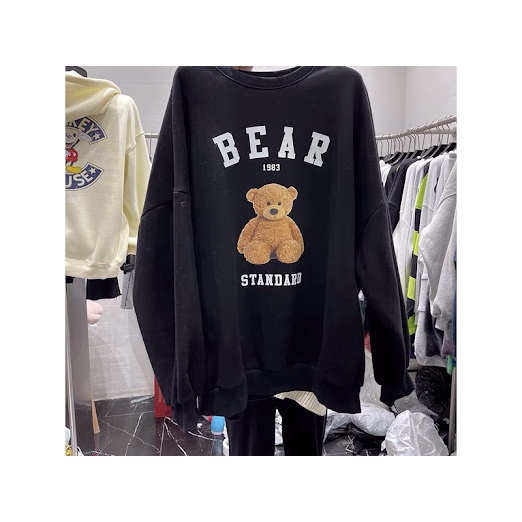 Áo Nỉ Cánh Dơi Gấu Nâu Dáng Rộng In Hình Dài Tay Phong Cách Hàn Quốc | BigBuy360 - bigbuy360.vn