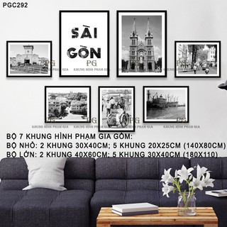 Bộ Khung Ảnh Treo Tường Sài Gòn Xưa Trắng Đen Nghệ Thuật - Khung Hình Phạm Gia PGC292