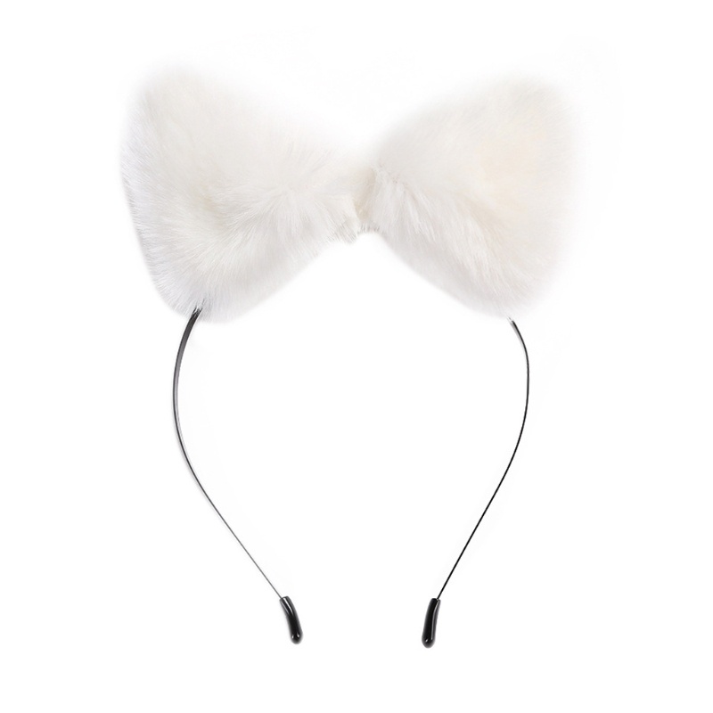 Băng Đô Tai Mèo Bằng Lông Giả Màu Trơn Họa Tiết Da Báo Phong Cách Lolita