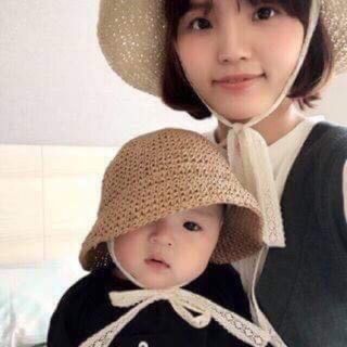 Combo mũ móc nơ ren cho mẹ và bé