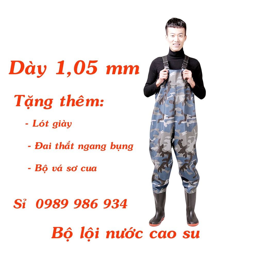 Bộ Yếm Lội Nước Chuyên Dụng, Bộ Yếm Lội Nước Cao Cấp chất liệu cao su chống thấm dày 1,05mm, Size 38 - 43