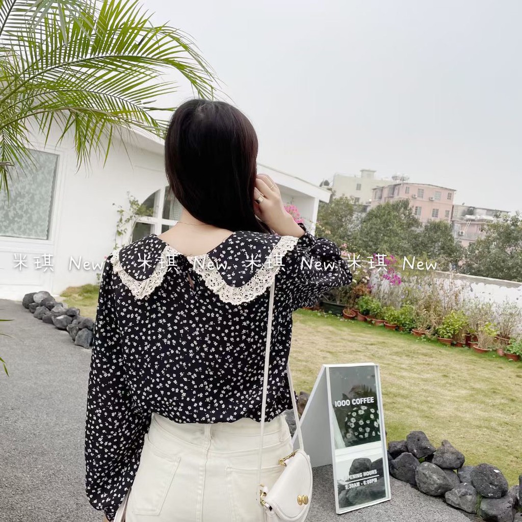 Áo sơ mi cổ sen viền bèo ren Ulzzang styleHàng Quảng Châu