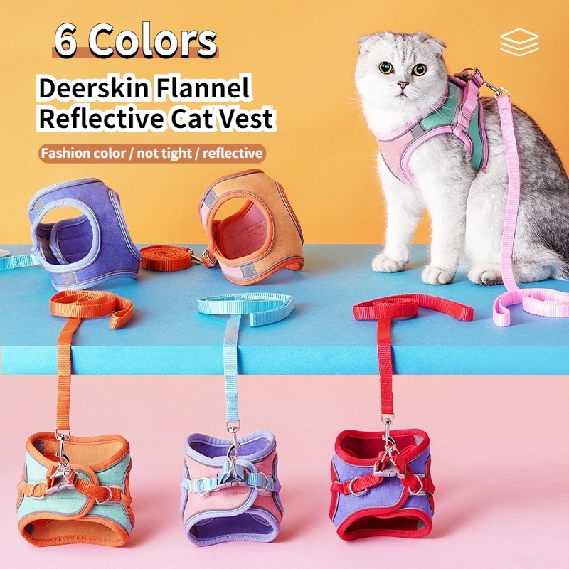 Màu tương phản thời trang Dây xích mèo / Chống ly khai / Áo vest / Dây đeo ngực phản quang cho mèo và dây chó