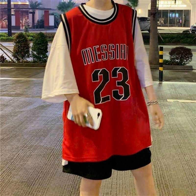 Áo thun bóng chày from rộng Unisex phối tay phong cách Hàn Quốc