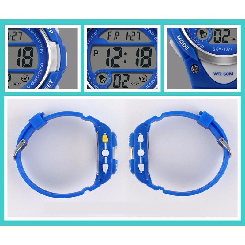 [FOR_KID] Đồng hồ thể thao trẻ em dây cao su Panda SKM 1077 (Xanh) | BigBuy360 - bigbuy360.vn