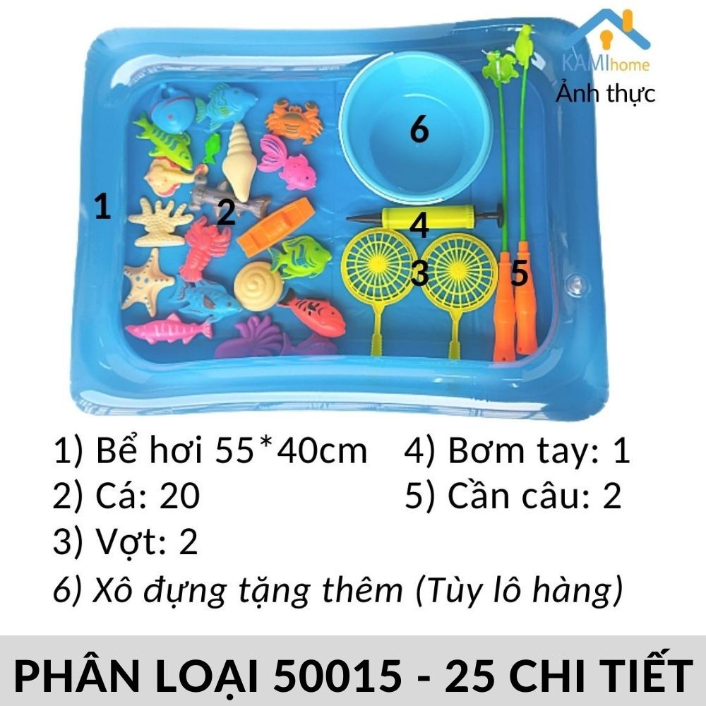 Đồ chơi Câu cá cỡ Lớn 40*55cm Đủ bộ gồm Bể hơi+Cần câu+Bơm+Cá gắn nam châm