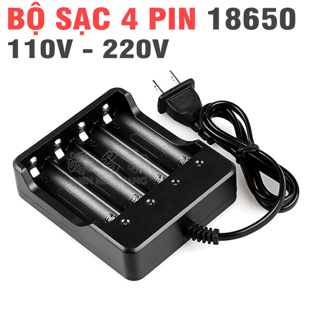 Bộ sạc 4 pin 18650 3.7v có dây sử dụng nguồn 220v