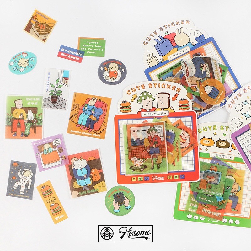 Túi 20 sticker hình dán tấm to kẻ lười biếng