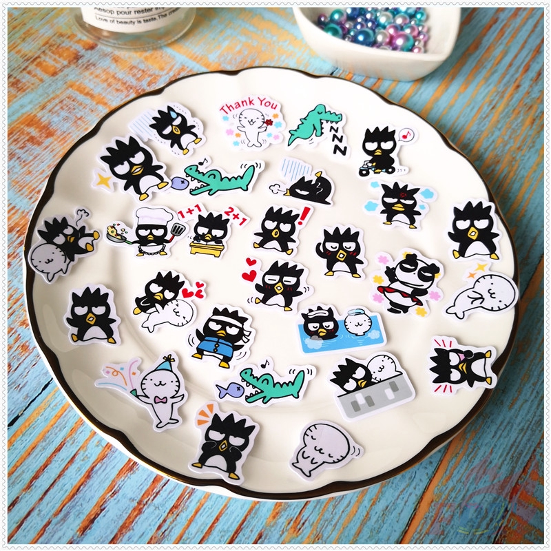 ❀ Sanrio BAD BADTZ-MARU Q-1 Sanrio Diary Manual Stickers ❀ 40Pcs/Set DIY Scrapbooks Decor Stickers