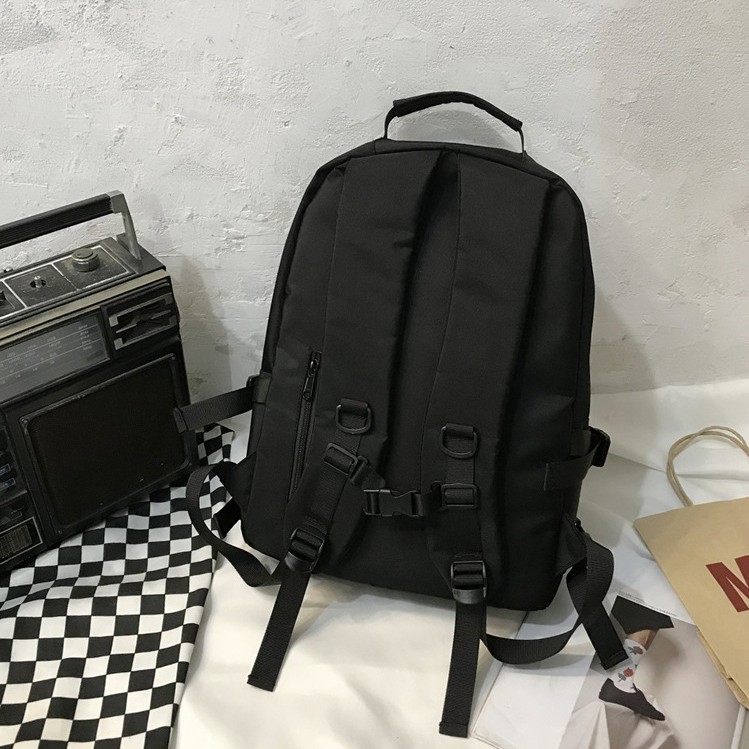 Balo Nam Nữ Màu Đen ULZZANG Basic Đi Học Cặp Sách Thời Trang Đẹp GUDEO
