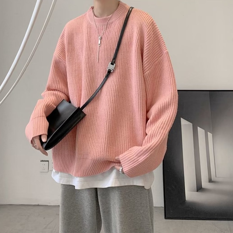Áo Sweater Dệt Kim Cổ Tròn Màu Sắc Đơn Giản Thời Trang Thu Đông Cho Cặp Đôi Size M-2xl