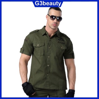 Áo sơ mi nam phong cách lính army (xanh)