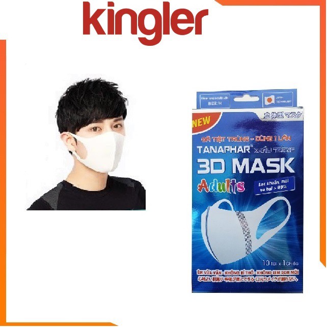 Khẩu Trang 3D Kháng Khuẩn Dành Cho Người Lớn, Co Giãn Đàn Hồi Tốt, Mềm Mại, An Toàn, Công Nghệ Nhật Bản. Kingler 7080