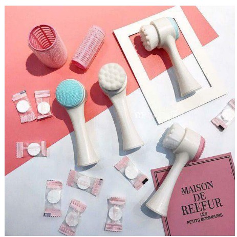 Cây Cọ Rửa Mặt Silicon 2 Đầu Massage Chuyên Dụng Rửa Sạch