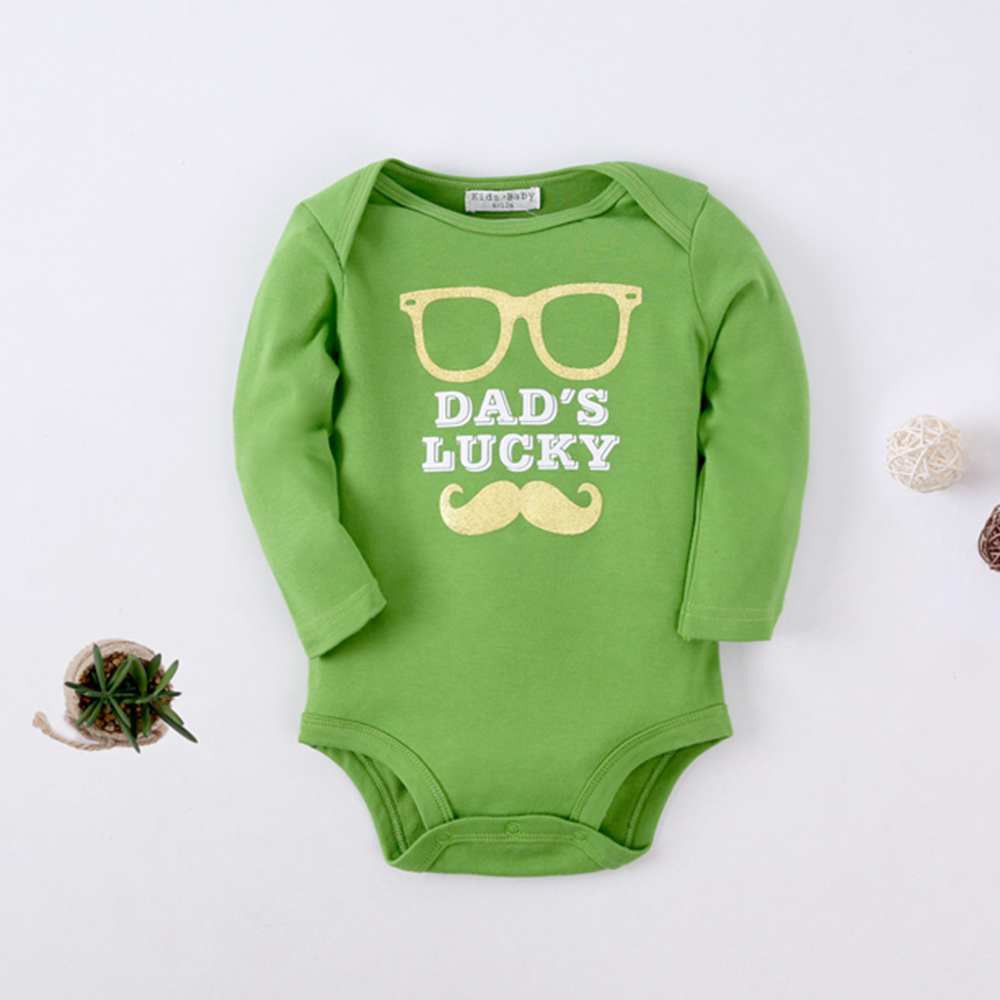 Jumpsuit Sanlutoz chất vải cotton tay dài màu xanh lá cho em bé