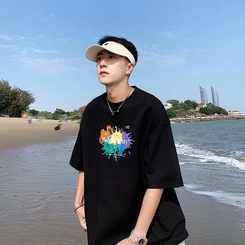 Áo thun tay ngắn dáng rộng thời trang cho nam cỡ M-5XL